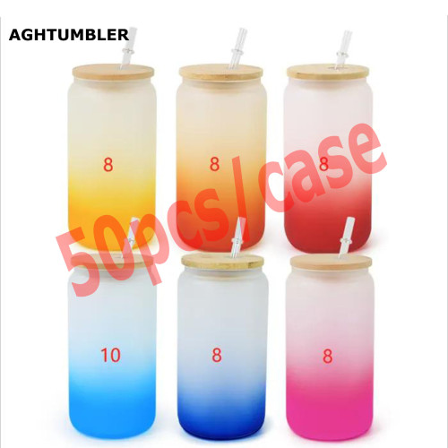 RTS US Warehouse 16oz frosted mixed colors sublimation glass Cup