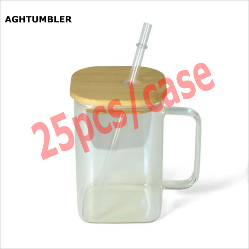 RTS US Warehouse 20oz square electroplation sublimation glass Cup with handle