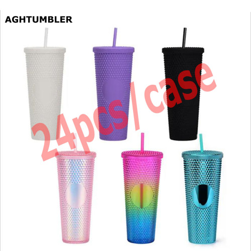 RTS US warehosue BPA Free plastic 24oz Double Layer Studded Cup