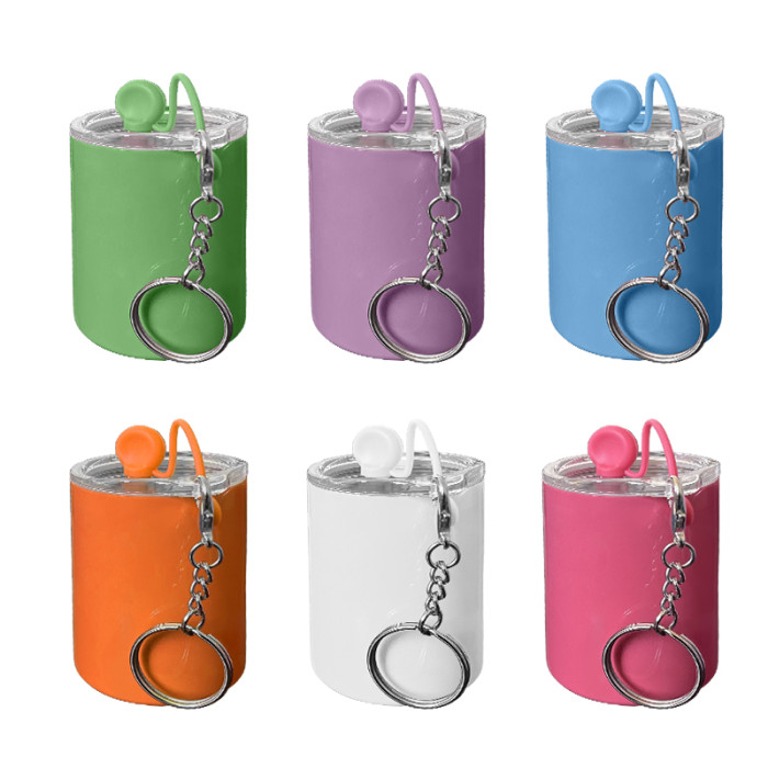 US Warehouse 3oz sublimation straight shot glasses with keychains+metal straw+rubber plug