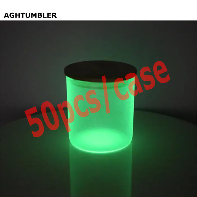 US Warehouse glow in the dark 10oz frosted sublimation straight candle jar