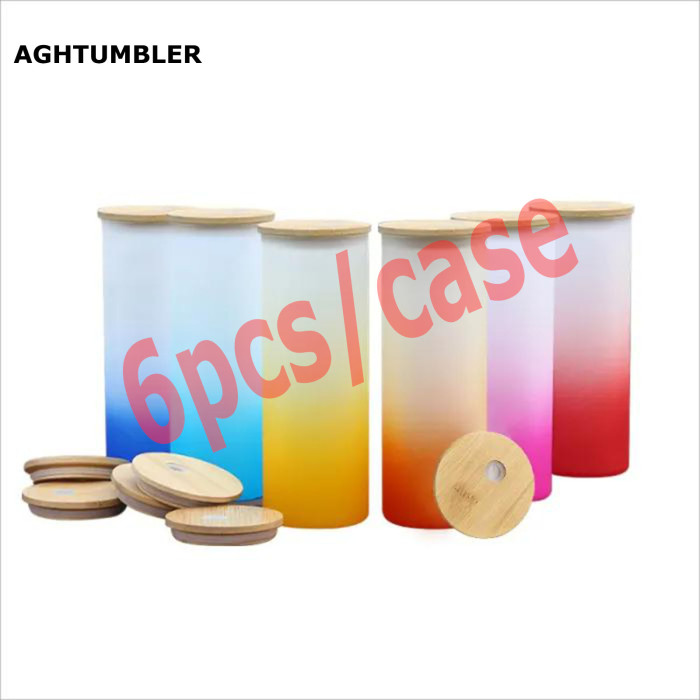 US Warehouse 25oz colored frosted glass sublimation straight skinny tumbler