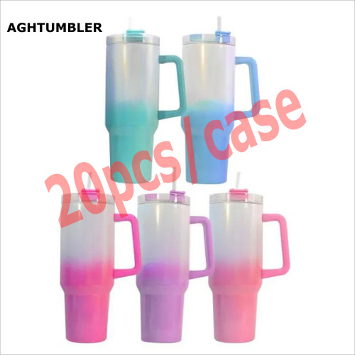 RTS US Warehouse 40OZ gradual change shimmer sublimation  tumbler with handle