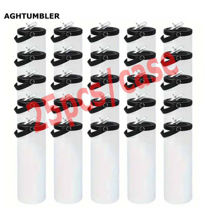 RTS US Warehouse 20oz sublimation blanks straight skinny tumblers with hanging ring lid