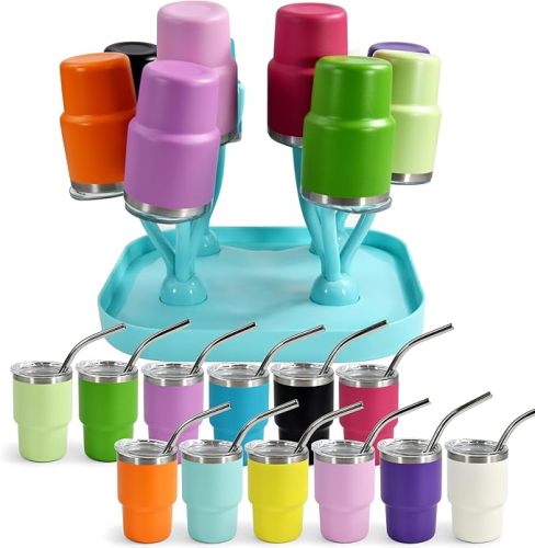 US Warehouse 3oz Powder Coated Mini Cup With Blue Drying Rack