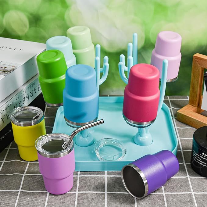 US Warehouse 3oz Powder Coated Mini Cup With Blue Drying Rack