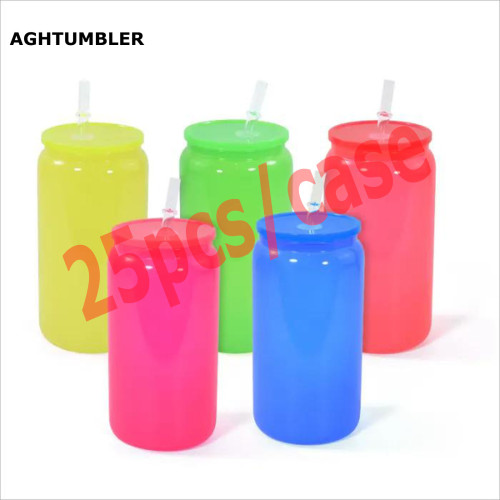 RTS US Warehouse Colored 16oz Sublimation Glass Cup Libby Cups