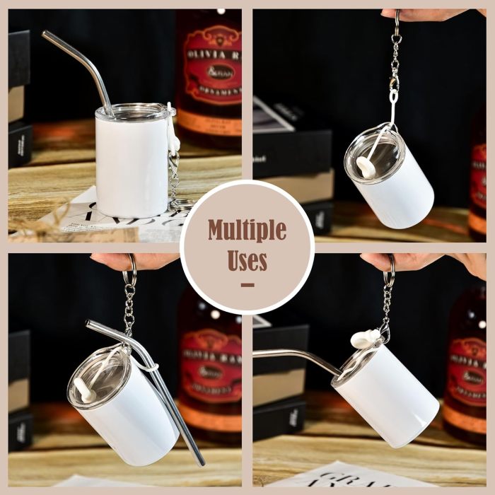 US Warehouse 3oz white sublimation straight mini Cup with keychains