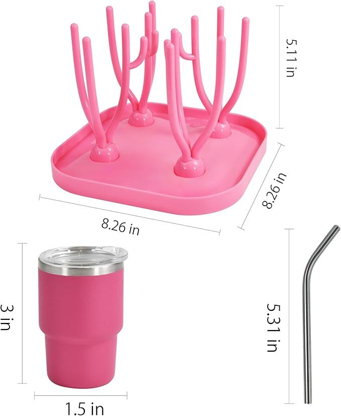 US Warehouse 3oz Powder Coated Mini Cup With Pink Drying Rack