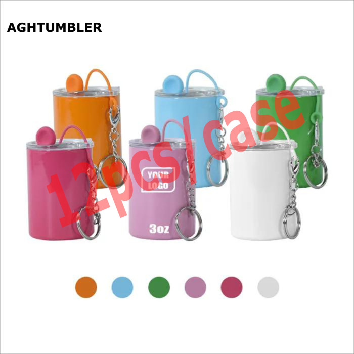 US Warehouse 3oz sublimation straight shot glasses with keychains+metal straw+rubber plug