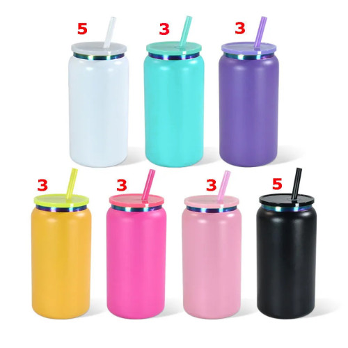 US Warehouse Stainless Steel 16oz Powder Coated Cup with Rainbow Plated(non-sub) Libby Cups