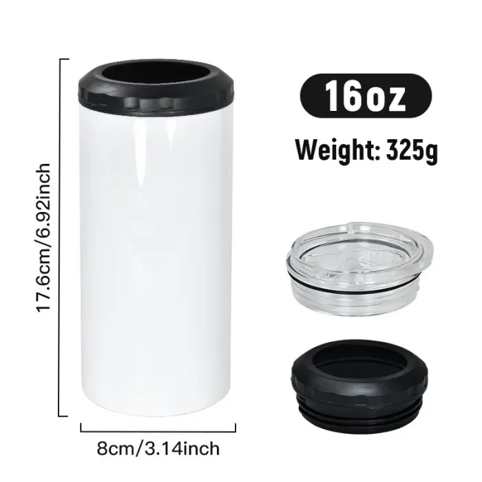 US Warehouse 16 oz 4 in 1 sublimation can cooler with opener