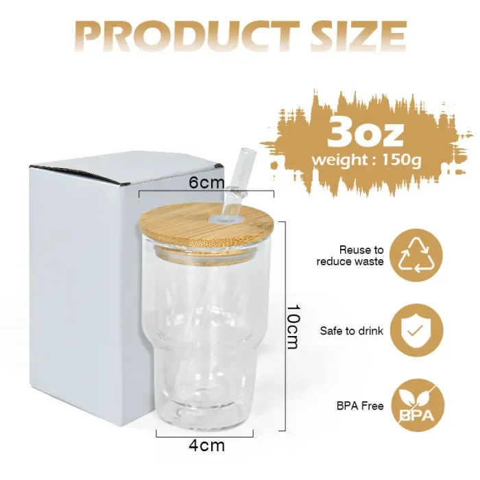 RTS US Warehouse 3oz clear sublimation snow globe mini Cup(bottom with a hole)