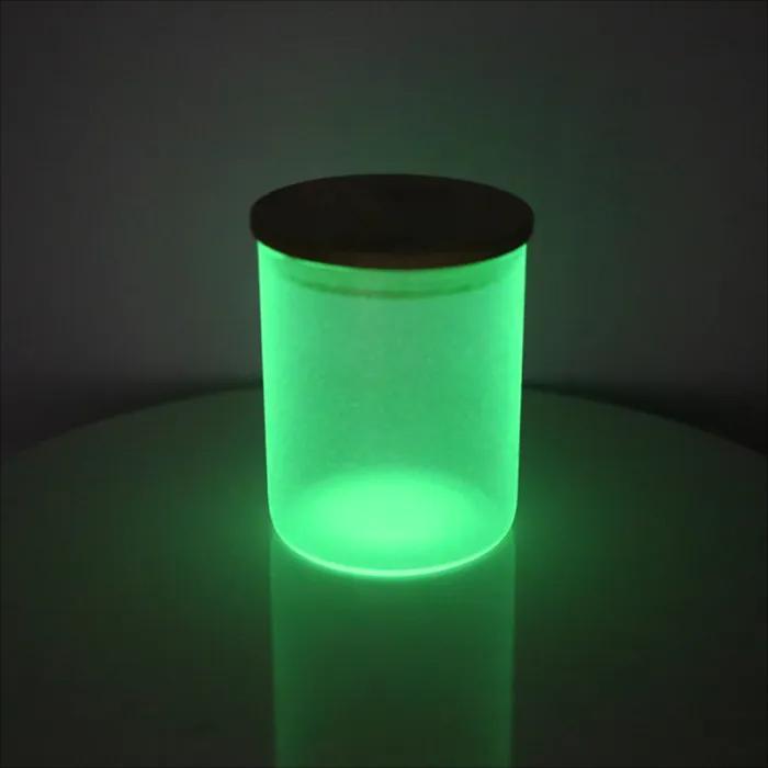 US Warehouse glow in the dark 10oz frosted sublimation straight candle jar