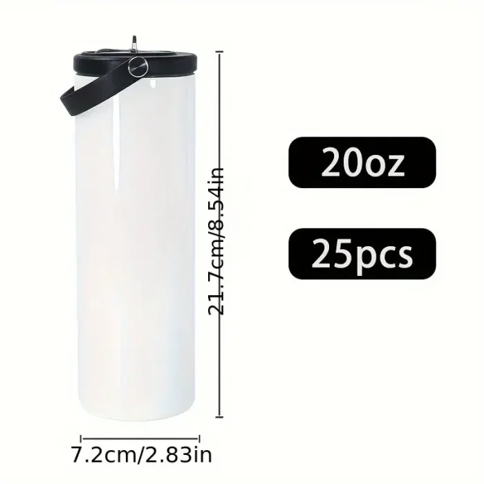 US Warehouse 20oz sublimation blanks straight skinny tumblers with hanging ring lid