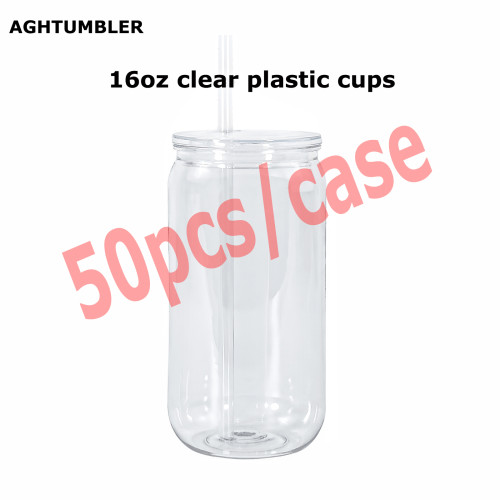 RTS US warehosue BPA FREE 16oz clear plastic Cup(Not for sublimation)