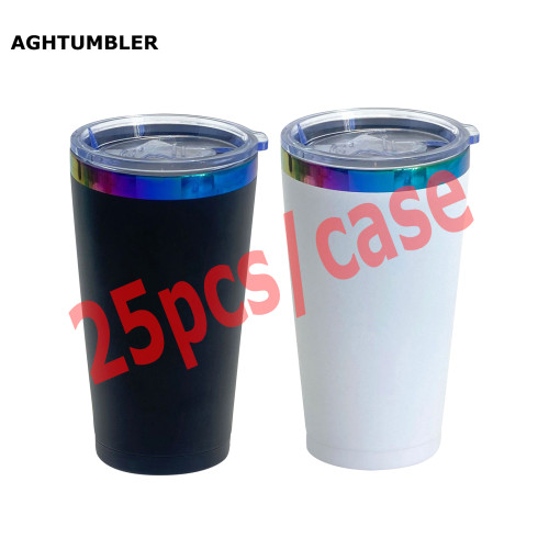 RTS US Warehouse 20oz powder coated travel Mug with rainbow plated (Not for sublimation)