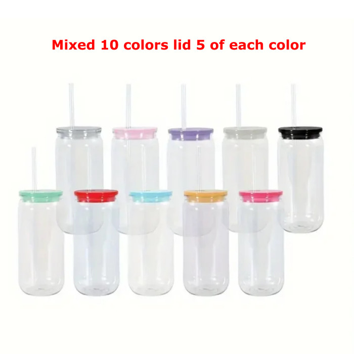 US Warehouse BPA FREE 16oz clear acrylic plastic Cup with colored lids(Not for sublimation)