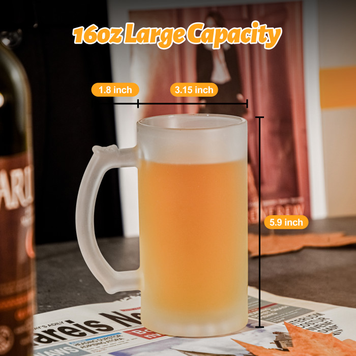 RTS US Warehouse 16oz frosted sublimation glass beer Mug