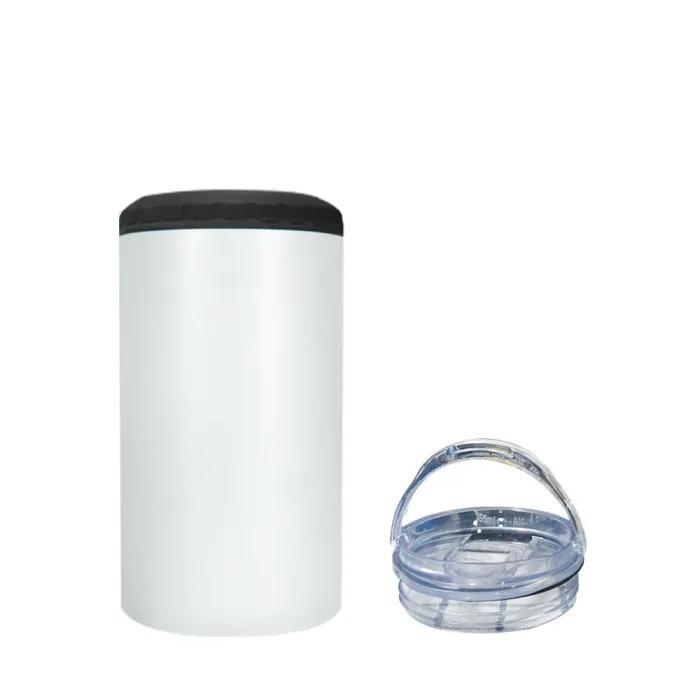 RTS US Warehouse 16oz 4 in 1 sublimation straight can cooler with dual lids and plastic straw