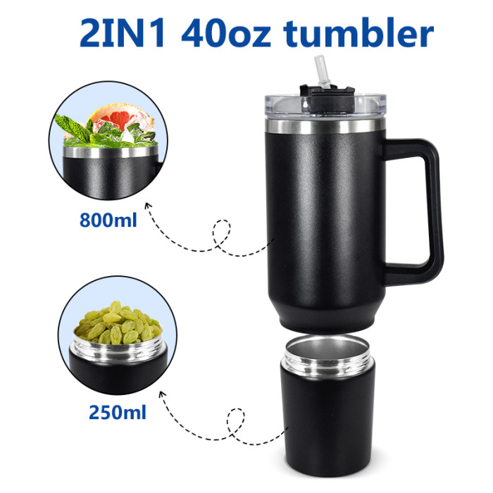 China Warehouse 20pcs V1 40oz Powder Coated Split Tumbler