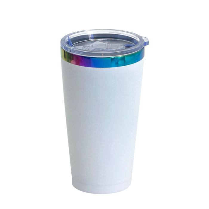 US Warehouse 20oz powder coated travel Mug with rainbow plated (Not for sublimation)