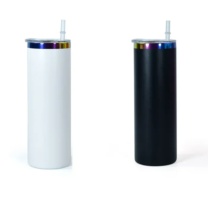 US Warehouse 20oz powder coated straight skinny tumblers with rainbow plated (Not for sublimation)