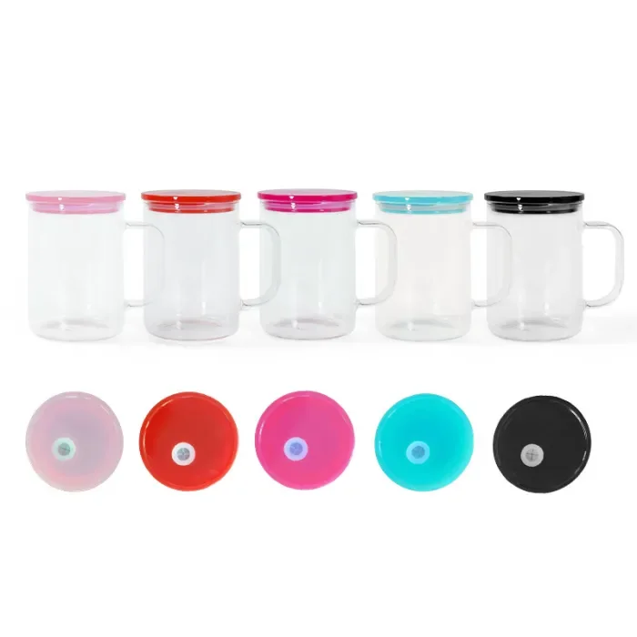 US Warehouse 17oz clear sublimation glass Cup with colored lid
