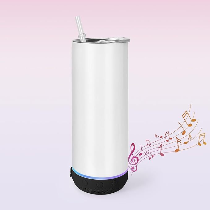 RTS US Warehouse 20oz Sublimation Straight Tumbler with Black Speaker