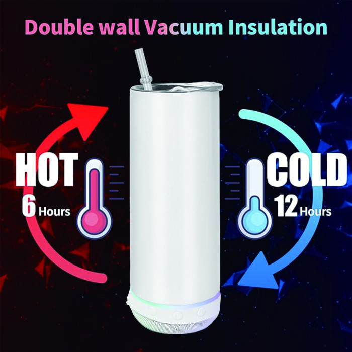 RTS US Warehouse 20oz Sublimation Straight Tumbler with White Speaker