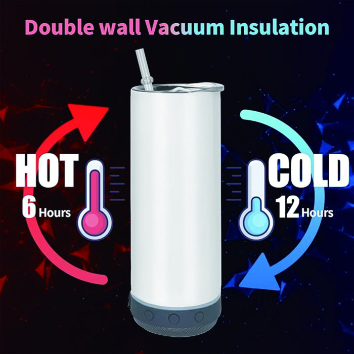 US Warehouse 20oz Sublimation Straight Tumbler with Gray Speaker