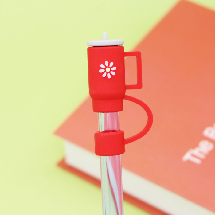 China Warehouse Reusable 10 mm Cup Shape Silicone Straw Toppers/Covers