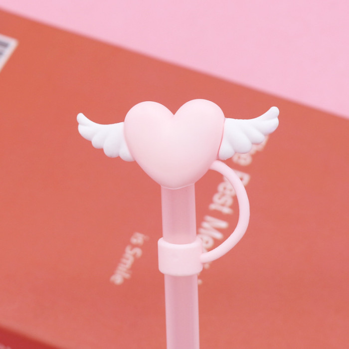 China Warehouse Reusable 10 mm Heart Shape Silicone Straw Toppers/Covers
