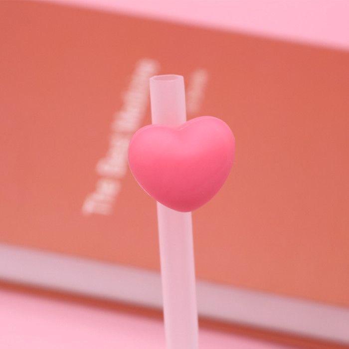 China Warehouse Reusable 10 mm Heart Shape Silicone Straw Toppers/Covers