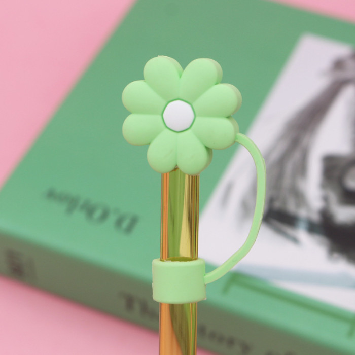 China Warehouse Reusable 10 mm Big Flower Shape Silicone Straw Toppers/Covers