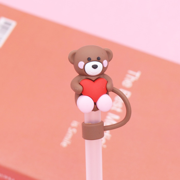 China Warehouse Reusable 10 mm Heart Shape Silicone Straw Toppers/Covers