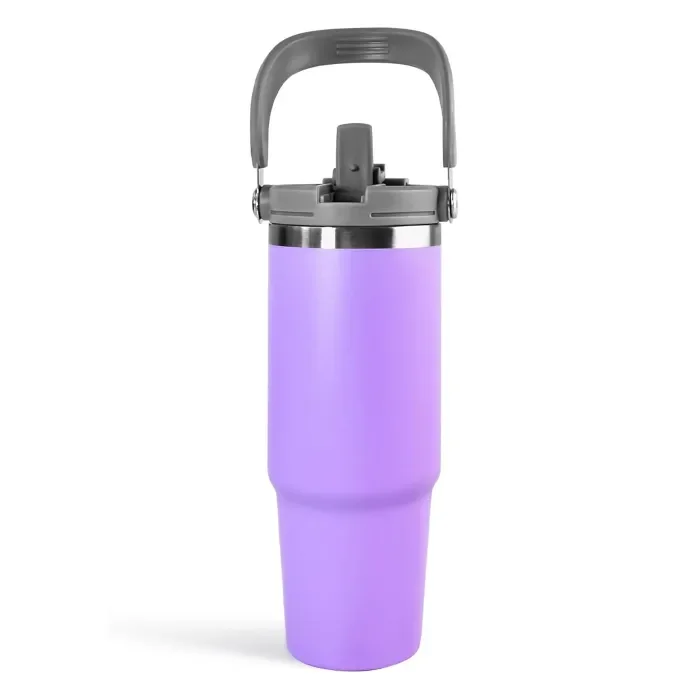 US Warehouse 30oz Powder Coated Tumbler with Handle and Straw Lid