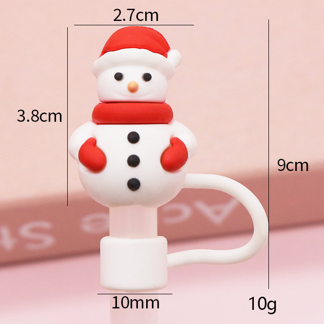 China Warehouse Reusable 10 mm Christmas Halloween Style Silicone Straw Toppers/Covers