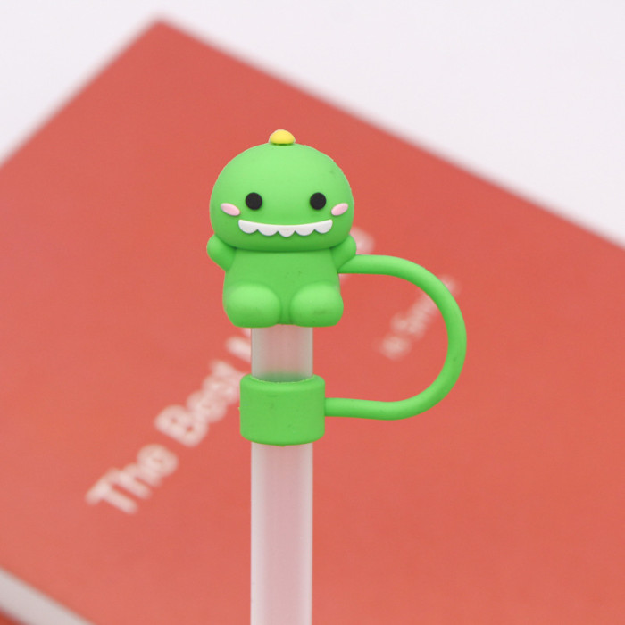 China Warehouse Reusable 10 mm Cute Animal Shape Silicone Straw Toppers/Covers