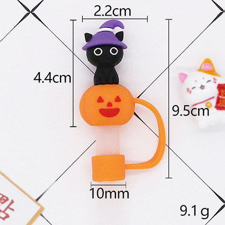 China Warehouse Reusable 10 mm Christmas Halloween Style Silicone Straw Toppers/Covers
