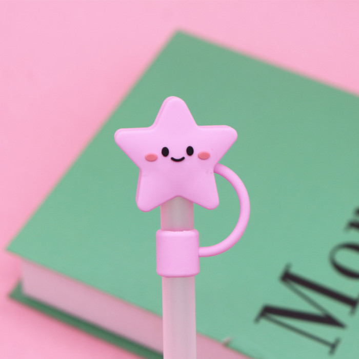 China Warehouse Reusable 10 mm Star Shape Silicone Straw Toppers/Covers