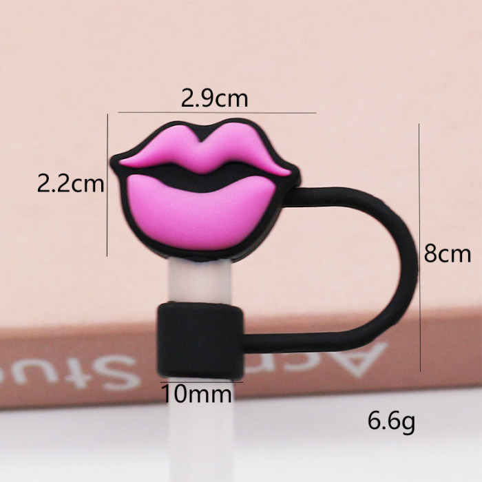 China Warehouse Reusable 10 mm Cartoon Shape Silicone Straw Toppers/Covers
