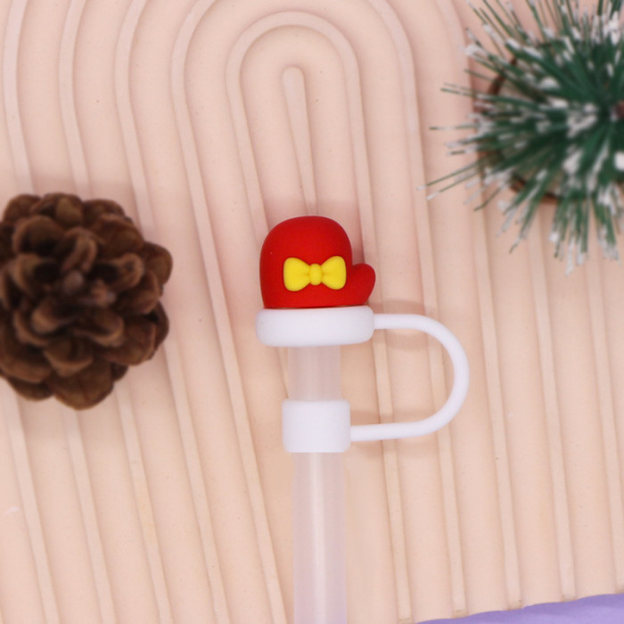 China Warehouse Reusable 10 mm Christmas Halloween Style Silicone Straw Toppers/Covers