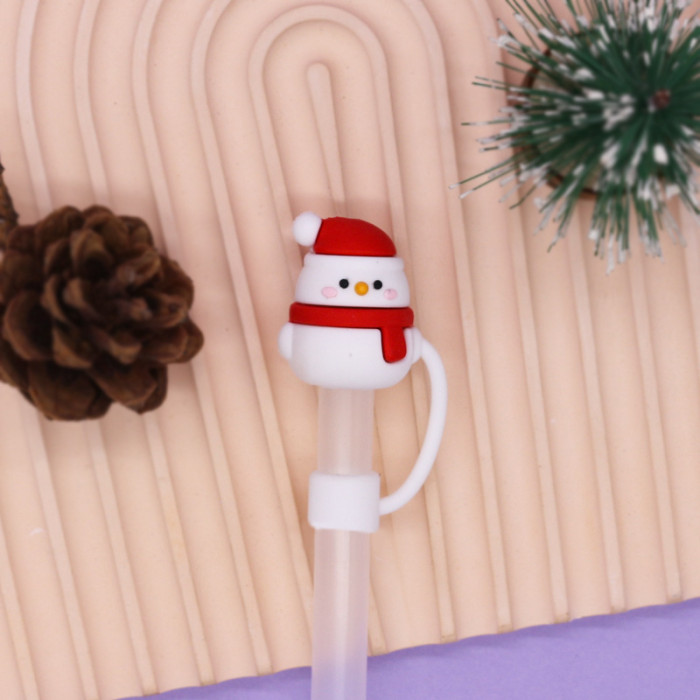 China Warehouse Reusable 10 mm Christmas Halloween Style Silicone Straw Toppers/Covers