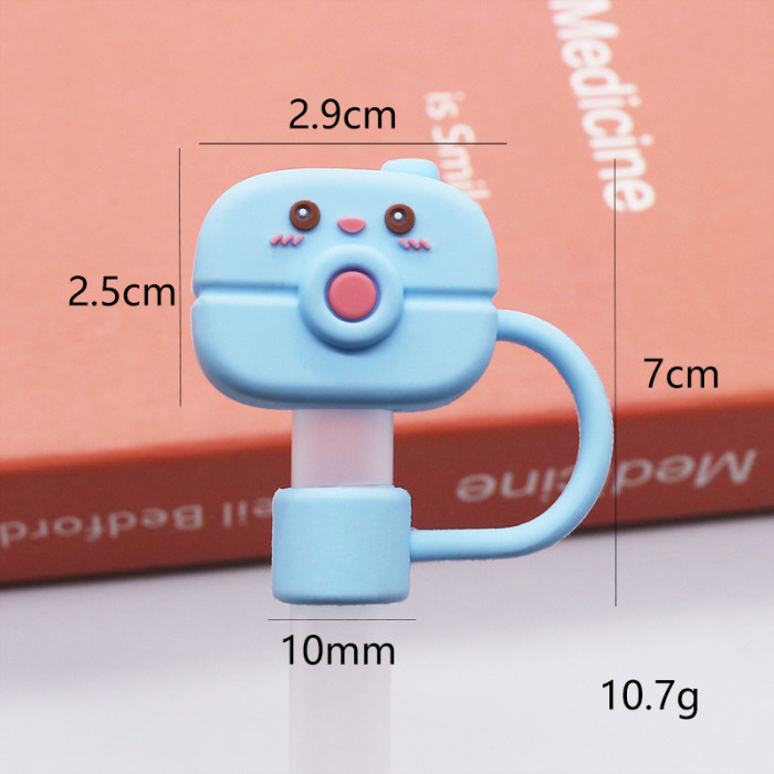 China Warehouse Reusable 10 mm Cartoon Shape Silicone Straw Toppers/Covers