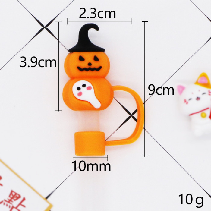 China Warehouse Reusable 10 mm Christmas Halloween Style Silicone Straw Toppers/Covers