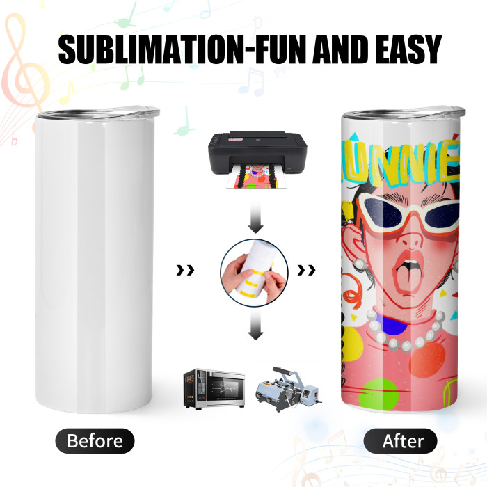 US Warehouse 20oz Sublimation Straight Tumbler with Black Speaker Music Tumbler