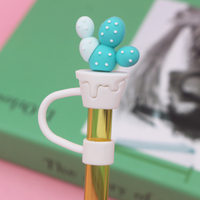 China Warehouse Reusable 10 mm Fruit and Vegetable Shape Silicone Straw Toppers/Covers
