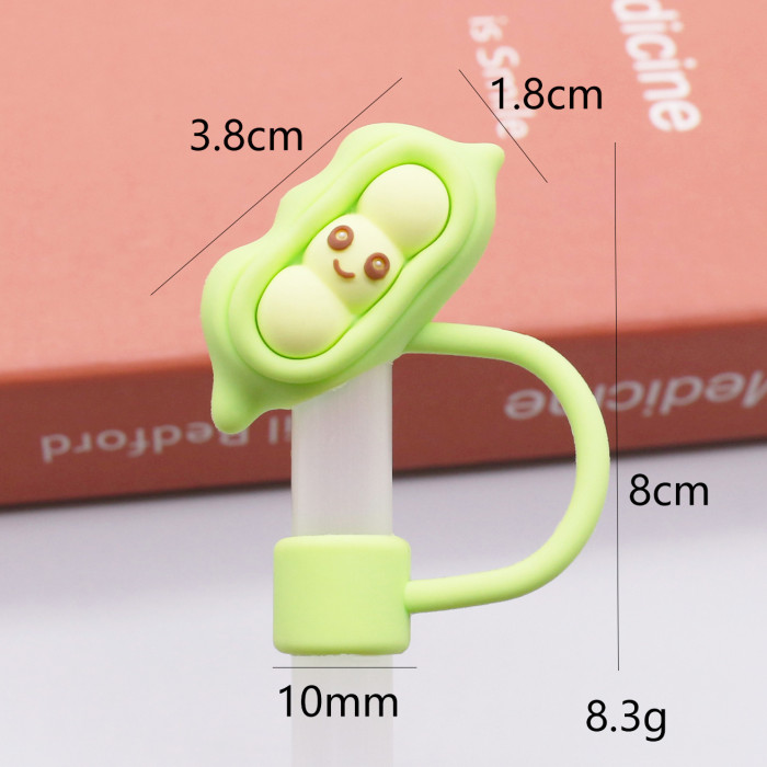 China Warehouse Reusable 10 mm Fruit and Vegetable Shape Silicone Straw Toppers/Covers