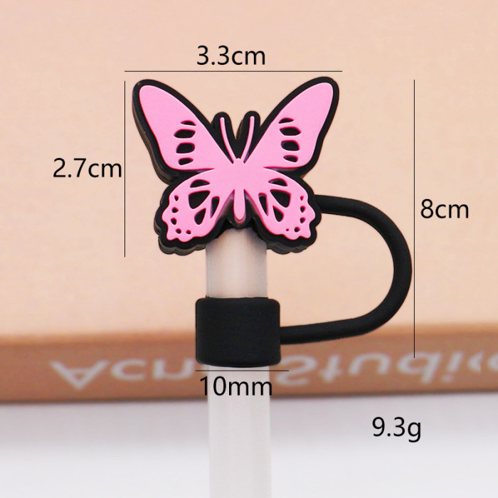 China Warehouse Reusable 10 mm Cute Animal Shape Silicone Straw Toppers/Covers